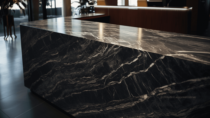 Ресепшен из гранита Paradiso Marquina Premium (Парадизо Марквина Премиум)